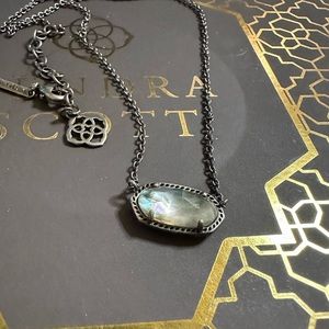 Kendra Scott Elisa Antique Silver and Black MOP